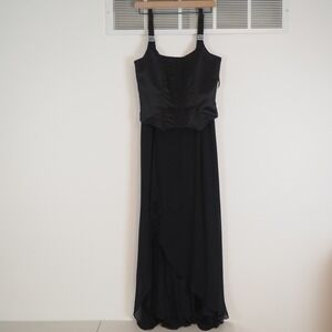 VTG Y2K Jessica McClintock Black Corset Top Maxi Dress 12 Dark Romance Regency